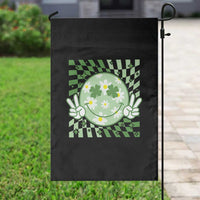 Retro Groovy Shamrock Smile Face St Patricks Day Garden Flag