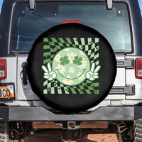Retro Groovy Shamrock Smile Face St Patricks Day Spare Tire Cover