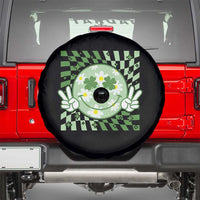Retro Groovy Shamrock Smile Face St Patricks Day Spare Tire Cover