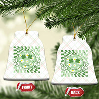 Retro Groovy Shamrock Smile Face St Patricks Day Ceramic Ornament