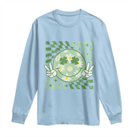 Retro Groovy Shamrock Smile Face St Patricks Day Long Sleeve Shirt
