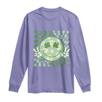 Retro Groovy Shamrock Smile Face St Patricks Day Long Sleeve Shirt