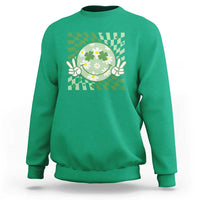 Retro Groovy Shamrock Smile Face St Patricks Day Sweatshirt