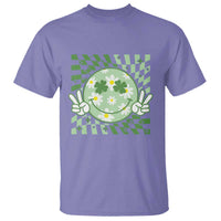Retro Groovy Shamrock Smile Face St Patricks Day T Shirt