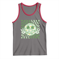 Retro Groovy Shamrock Smile Face St Patricks Day Tank Top