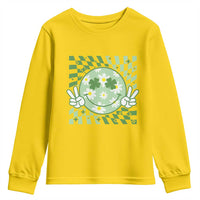 Retro Groovy Shamrock Smile Face St Patricks Day Youth Sweatshirt