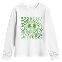 Retro Groovy Shamrock Smile Face St Patricks Day Youth Sweatshirt
