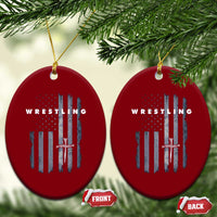 Christian Wrestling Ceramic Ornament Wrestler Faith Strength US USA Flag Christ Cross