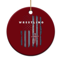 Christian Wrestling Ceramic Ornament Wrestler Faith Strength US USA Flag Christ Cross