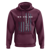 Christian Wrestling Hoodie Wrestler Faith Strength US USA Flag Christ Cross