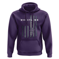 Christian Wrestling Hoodie Wrestler Faith Strength US USA Flag Christ Cross