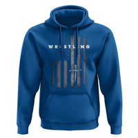 Christian Wrestling Hoodie Wrestler Faith Strength US USA Flag Christ Cross