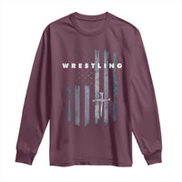 Christian Wrestling Long Sleeve Shirt Wrestler Faith Strength US USA Flag Christ Cross