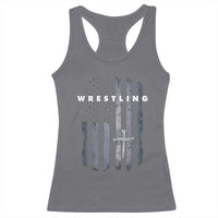 Christian Wrestling Racerback Tank Top Wrestler Faith Strength US USA Flag Christ Cross