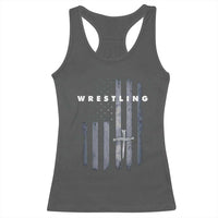 Christian Wrestling Racerback Tank Top Wrestler Faith Strength US USA Flag Christ Cross