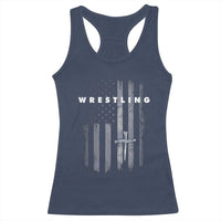 Christian Wrestling Racerback Tank Top Wrestler Faith Strength US USA Flag Christ Cross