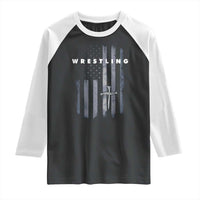 Christian Wrestling Raglan Shirt Wrestler Faith Strength US USA Flag Christ Cross