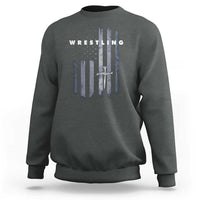 Christian Wrestling Sweatshirt Wrestler Faith Strength US USA Flag Christ Cross