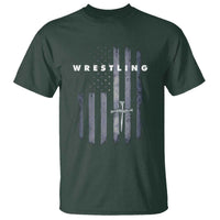 Christian Wrestling T Shirt Wrestler Faith Strength US USA Flag Christ Cross