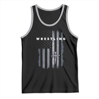 Christian Wrestling Tank Top Wrestler Faith Strength US USA Flag Christ Cross