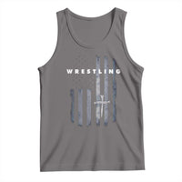 Christian Wrestling Tank Top Wrestler Faith Strength US USA Flag Christ Cross