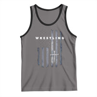 Christian Wrestling Tank Top Wrestler Faith Strength US USA Flag Christ Cross