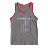 Christian Wrestling Tank Top Wrestler Faith Strength US USA Flag Christ Cross