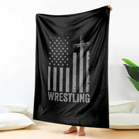 Faith Wrestling Throw Blanket Christian Wrestler American Flag Cross