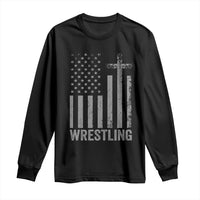 Faith Wrestling Long Sleeve Shirt Christian Wrestler American Flag Cross