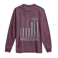 Faith Wrestling Long Sleeve Shirt Christian Wrestler American Flag Cross