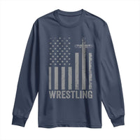 Faith Wrestling Long Sleeve Shirt Christian Wrestler American Flag Cross