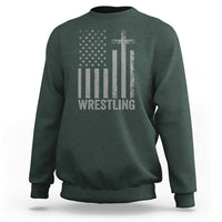 Faith Wrestling Sweatshirt Christian Wrestler American Flag Cross
