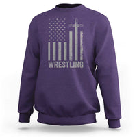 Faith Wrestling Sweatshirt Christian Wrestler American Flag Cross