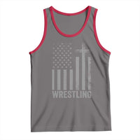 Faith Wrestling Tank Top Christian Wrestler American Flag Cross