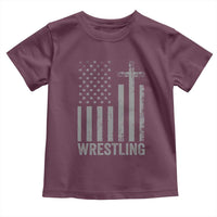 Faith Wrestling Toddler T Shirt Christian Wrestler American Flag Cross