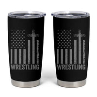 Faith Wrestling Tumbler Cup Christian Wrestler American Flag Cross