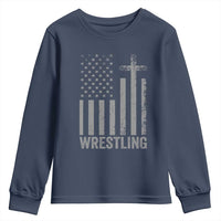 Faith Wrestling Youth Sweatshirt Christian Wrestler American Flag Cross