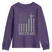 Faith Wrestling Youth Sweatshirt Christian Wrestler American Flag Cross