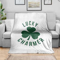Funny Irish St Patricks Day Shamrock Throw Blanket Lucky Charmer