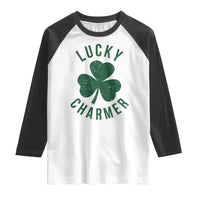 Funny Irish St Patricks Day Shamrock Raglan Shirt Lucky Charmer