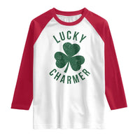 Funny Irish St Patricks Day Shamrock Raglan Shirt Lucky Charmer