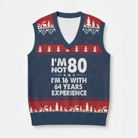 80th Birthday V-Neck Knit Sweater Vest Funny Saying Retro Vintage 80 Year Old Gift