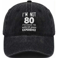 80th Birthday Washed Cotton Baseball Cap Funny 80 Year Old Gift