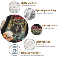 Funny 50th Birthday Throw Blanket Retro Racoon Feral And Fifty