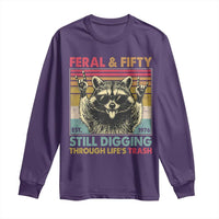 Funny 50th Birthday Long Sleeve Shirt Retro Racoon Feral And Fifty