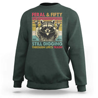 Funny 50th Birthday Sweatshirt Retro Racoon Feral And Fifty