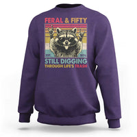 Funny 50th Birthday Sweatshirt Retro Racoon Feral And Fifty