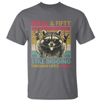 Funny 50th Birthday T Shirt Retro Racoon Feral And Fifty