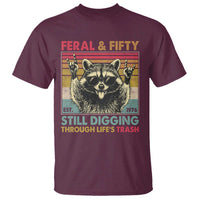 Funny 50th Birthday T Shirt Retro Racoon Feral And Fifty