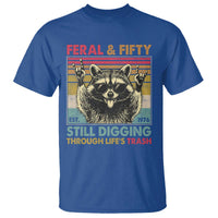 Funny 50th Birthday T Shirt Retro Racoon Feral And Fifty